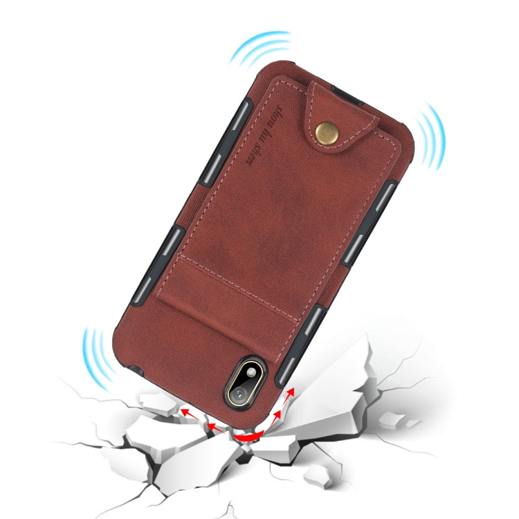 For Huawei Y5 (2019) Cloth Texture + TPU Shockproof Protective Case with Vertical Flip Card Slots