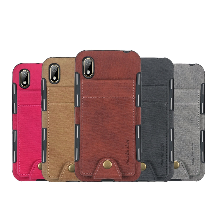 For Huawei Y5 (2019) Cloth Texture + TPU Shockproof Protective Case with Vertical Flip Card Slots