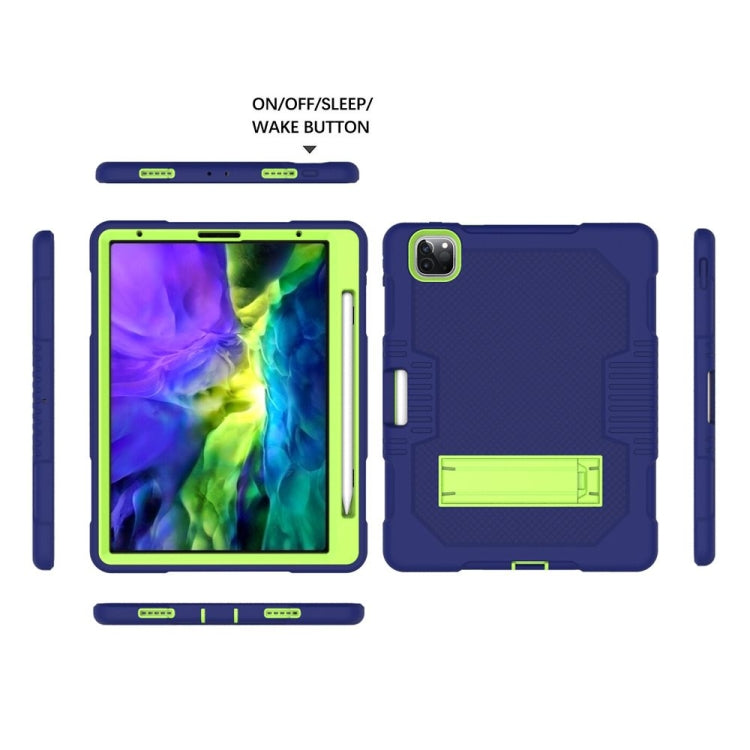 For iPad Pro 12.9 inch (2018/2020) Contrast Color Robot Shockproof Silicone + PC Protective Tablet Case with Holder