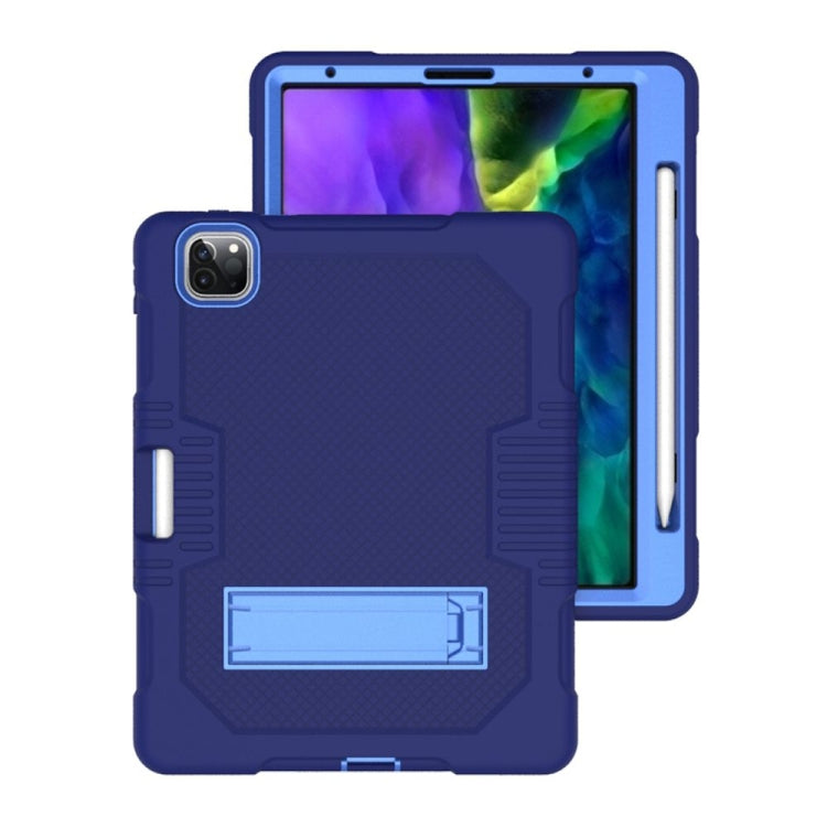 For iPad Pro 12.9 inch (2018/2020) Contrast Color Robot Shockproof Silicone + PC Protective Tablet Case with Holder