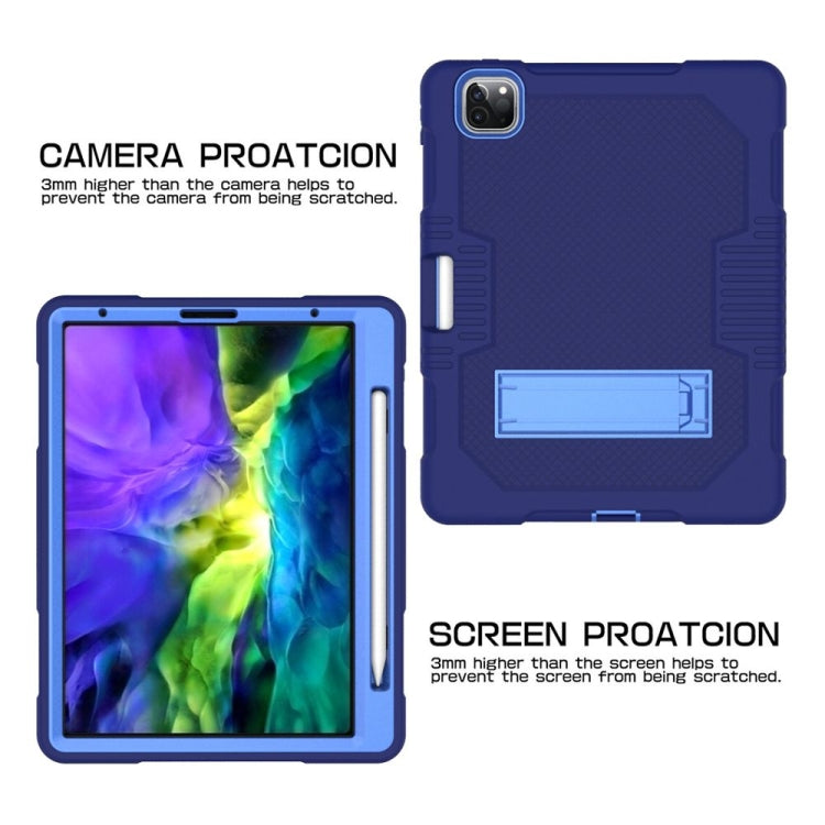 For iPad Pro 12.9 inch (2018/2020) Contrast Color Robot Shockproof Silicone + PC Protective Tablet Case with Holder