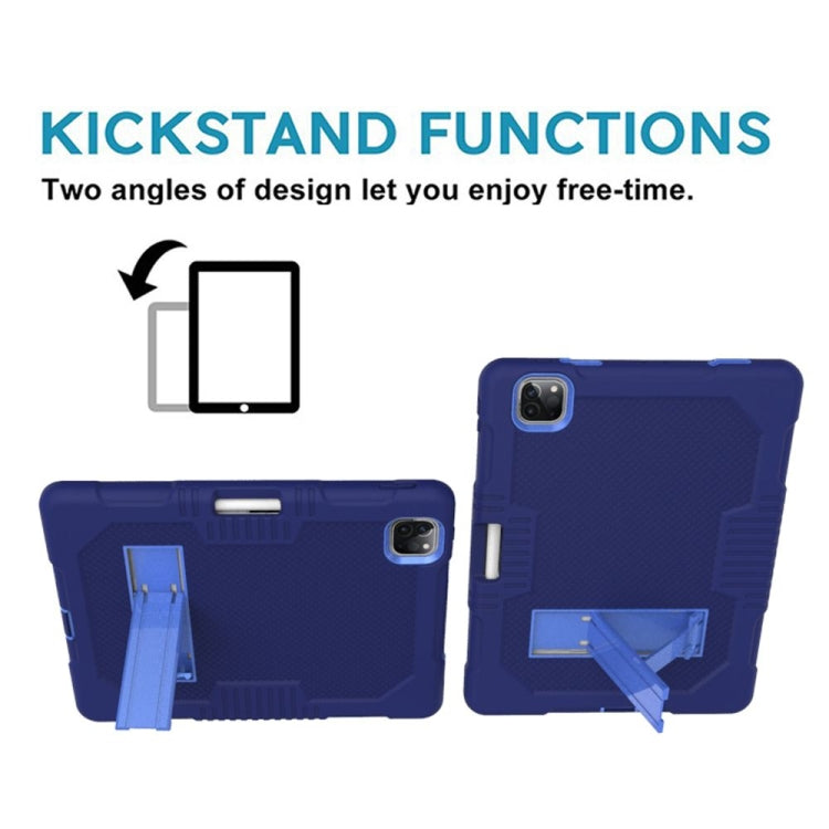 For iPad Pro 12.9 inch (2018/2020) Contrast Color Robot Shockproof Silicone + PC Protective Tablet Case with Holder