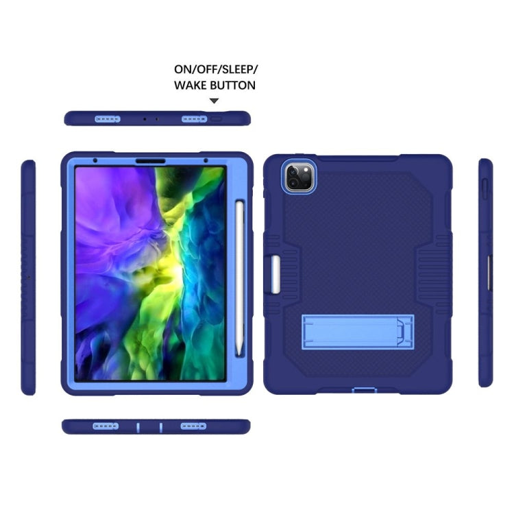 For iPad Pro 12.9 inch (2018/2020) Contrast Color Robot Shockproof Silicone + PC Protective Tablet Case with Holder