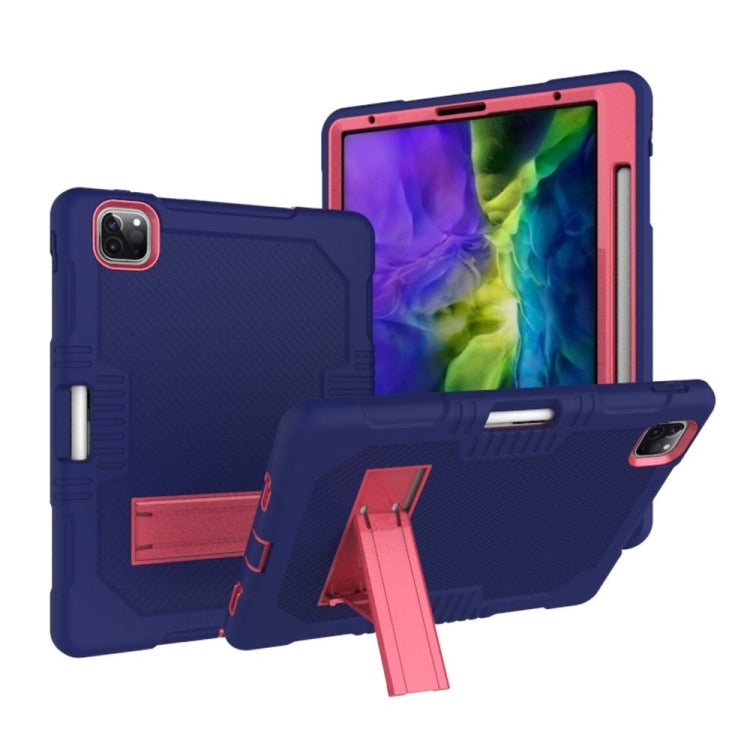 For iPad Pro 12.9 inch (2018/2020) Contrast Color Robot Shockproof Silicone + PC Protective Tablet Case with Holder