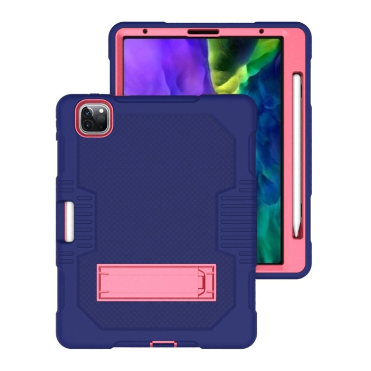For iPad Pro 12.9 inch (2018/2020) Contrast Color Robot Shockproof Silicone + PC Protective Tablet Case with Holder