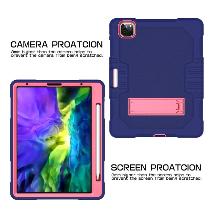 For iPad Pro 12.9 inch (2018/2020) Contrast Color Robot Shockproof Silicone + PC Protective Tablet Case with Holder
