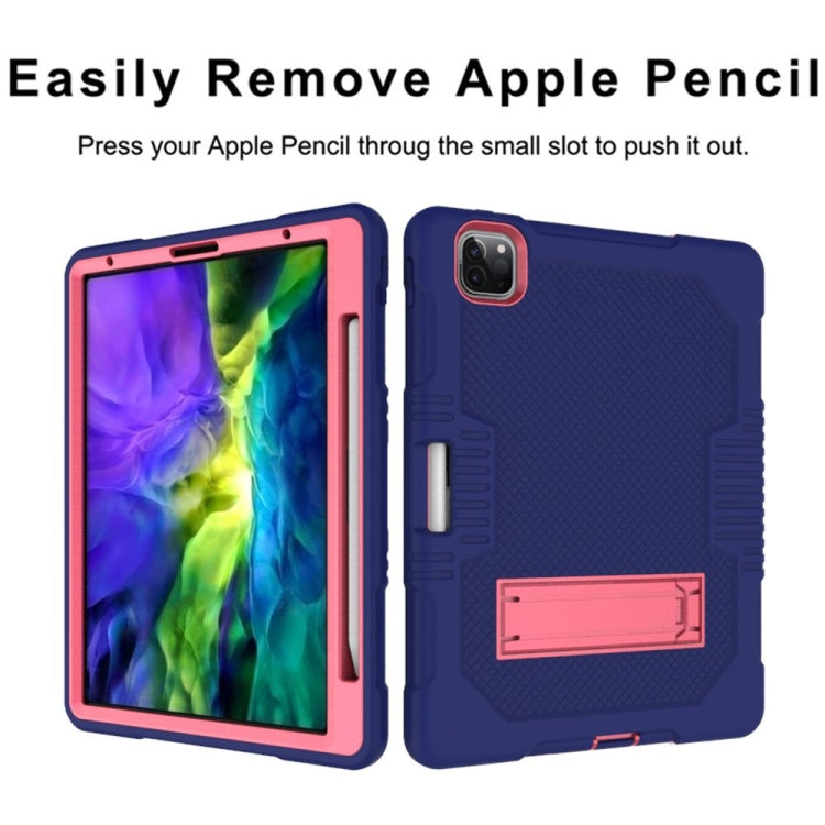 For iPad Pro 12.9 inch (2018/2020) Contrast Color Robot Shockproof Silicone + PC Protective Tablet Case with Holder