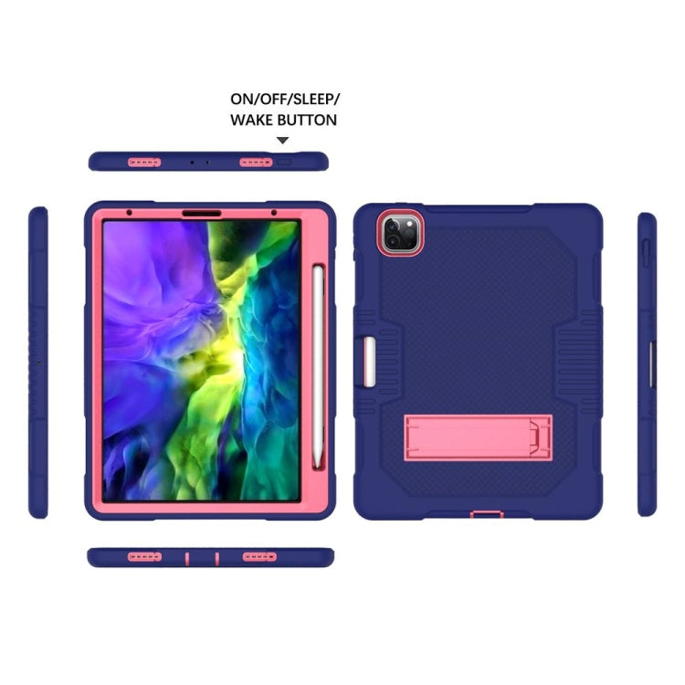 For iPad Pro 12.9 inch (2018/2020) Contrast Color Robot Shockproof Silicone + PC Protective Tablet Case with Holder