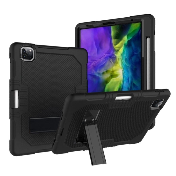 For iPad Pro 12.9 inch (2018/2020) Contrast Color Robot Shockproof Silicone + PC Protective Tablet Case with Holder