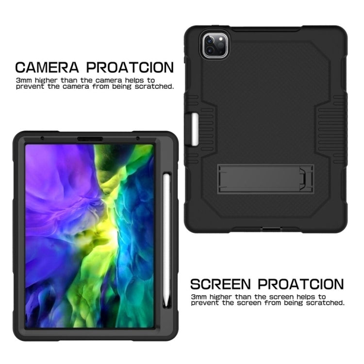 For iPad Pro 12.9 inch (2018/2020) Contrast Color Robot Shockproof Silicone + PC Protective Tablet Case with Holder