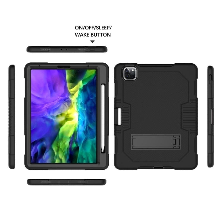 For iPad Pro 12.9 inch (2018/2020) Contrast Color Robot Shockproof Silicone + PC Protective Tablet Case with Holder