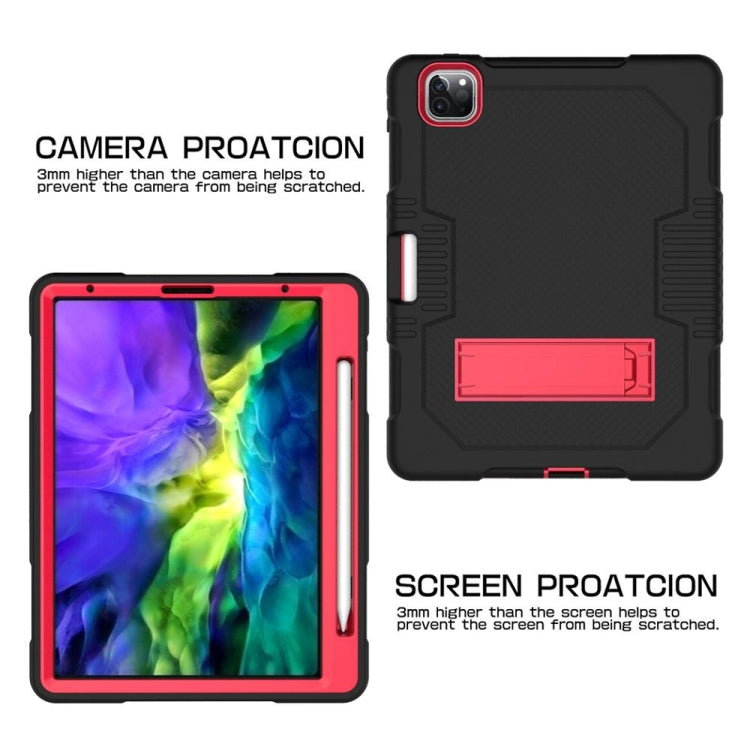 For iPad Pro 12.9 inch (2018/2020) Contrast Color Robot Shockproof Silicone + PC Protective Tablet Case with Holder