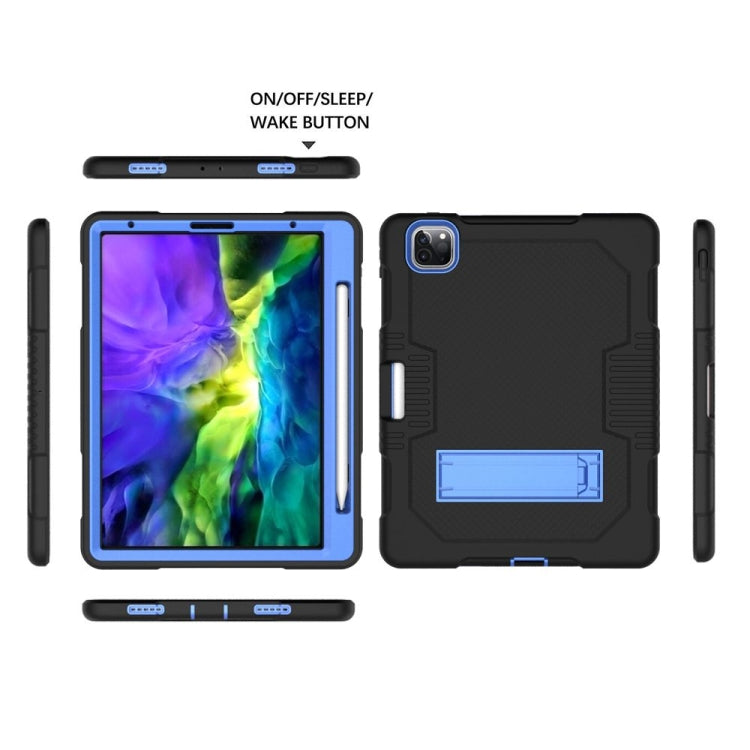 For iPad Pro 12.9 inch (2018/2020) Contrast Color Robot Shockproof Silicone + PC Protective Tablet Case with Holder