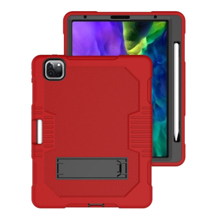For iPad Pro 12.9 inch (2018/2020) Contrast Color Robot Shockproof Silicone + PC Protective Tablet Case with Holder