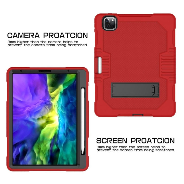For iPad Pro 12.9 inch (2018/2020) Contrast Color Robot Shockproof Silicone + PC Protective Tablet Case with Holder