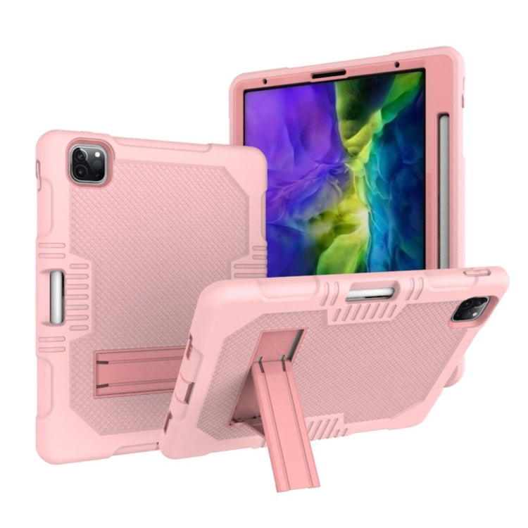 For iPad Pro 12.9 inch (2018/2020) Contrast Color Robot Shockproof Silicone + PC Protective Tablet Case with Holder