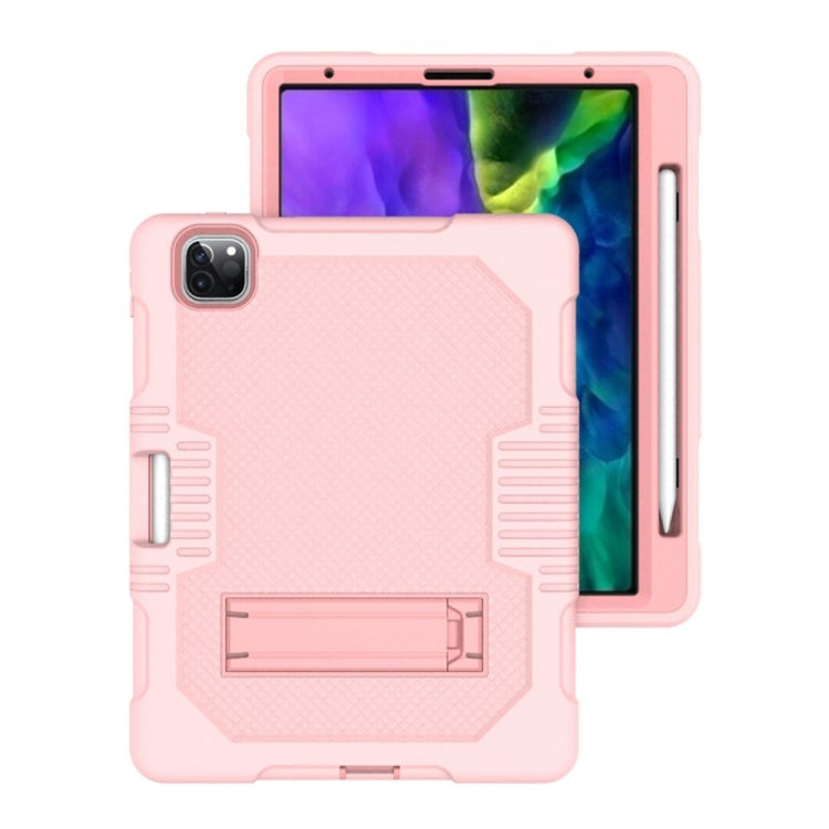 For iPad Pro 12.9 inch (2018/2020) Contrast Color Robot Shockproof Silicone + PC Protective Tablet Case with Holder