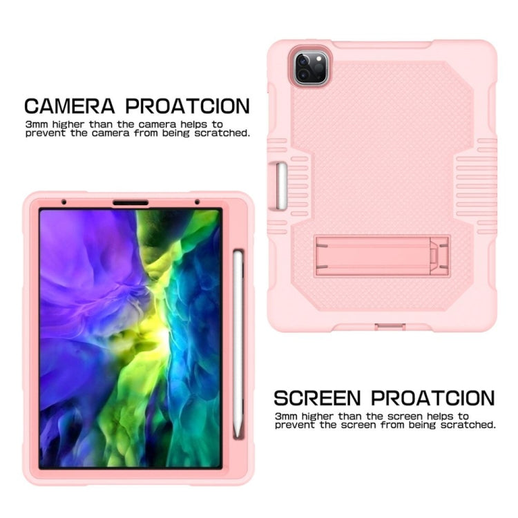 For iPad Pro 12.9 inch (2018/2020) Contrast Color Robot Shockproof Silicone + PC Protective Tablet Case with Holder