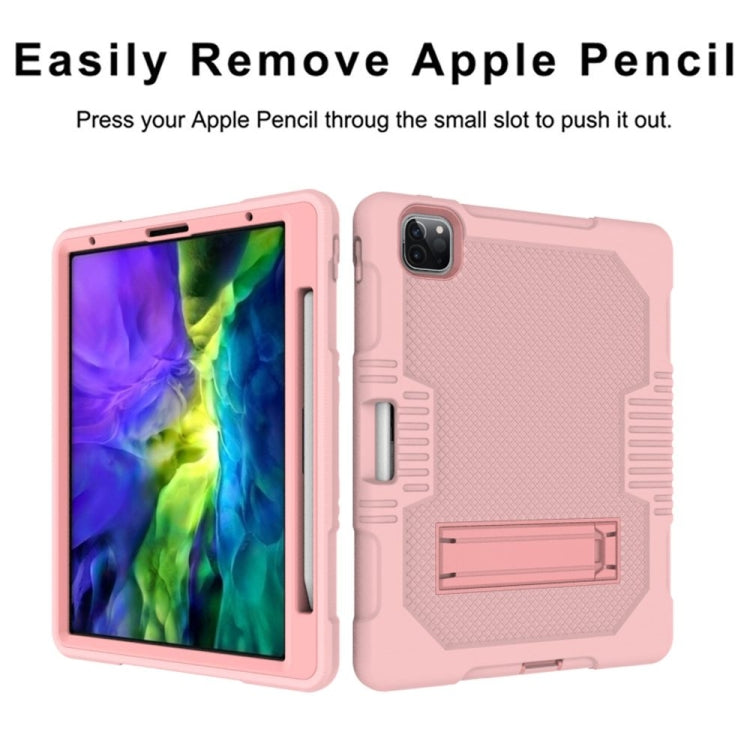 For iPad Pro 12.9 inch (2018/2020) Contrast Color Robot Shockproof Silicone + PC Protective Tablet Case with Holder
