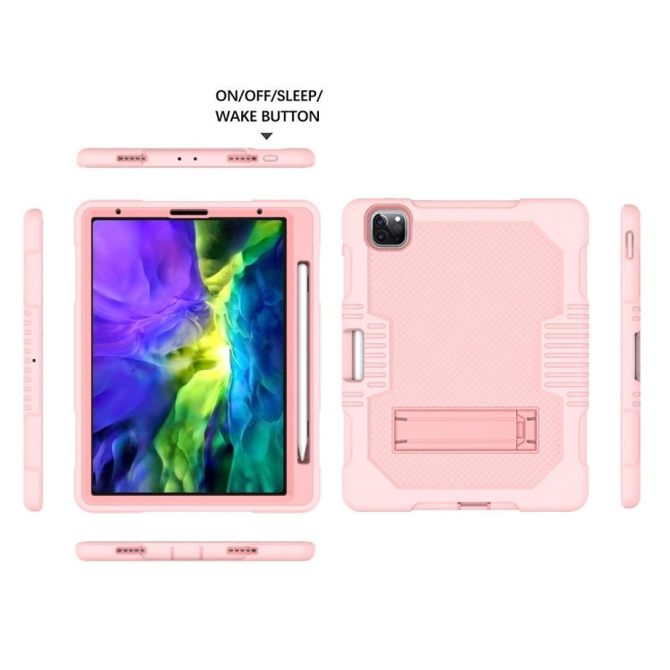 For iPad Pro 12.9 inch (2018/2020) Contrast Color Robot Shockproof Silicone + PC Protective Tablet Case with Holder