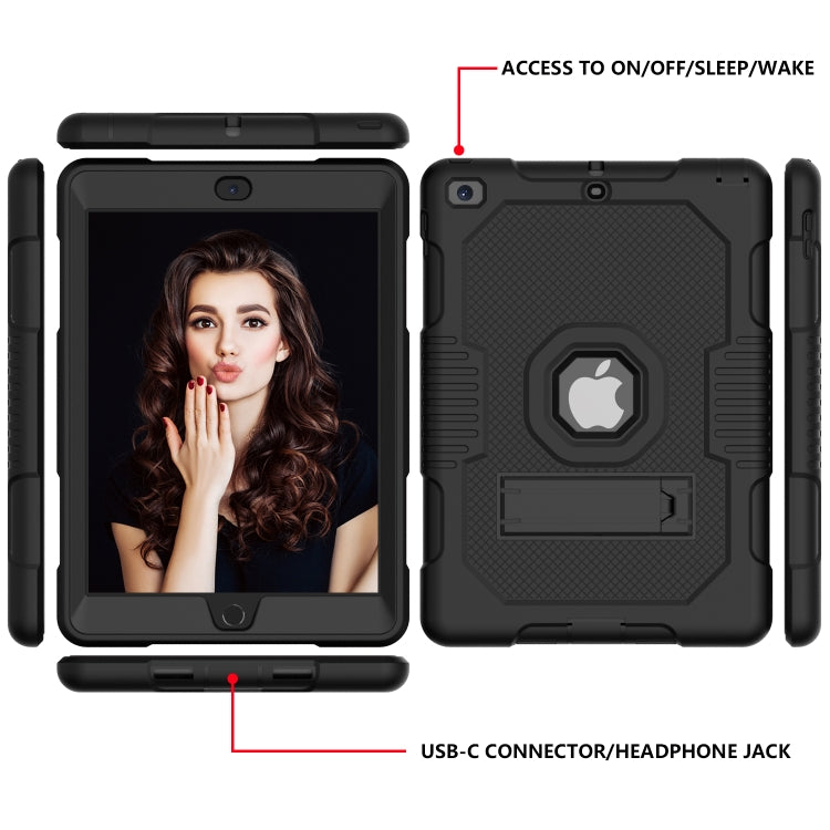 Contrast Color Robot Shockproof Silicone + PC Protective Case with Holder For iPad 9.7 (2017/2018)