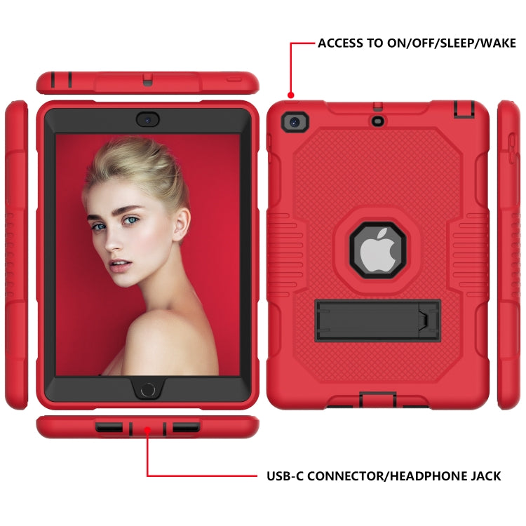Contrast Color Robot Shockproof Silicone + PC Protective Case with Holder For iPad 9.7 (2017/2018)
