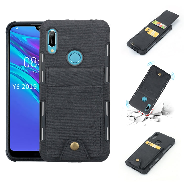 For Huawei Y6 (2019) Cloth Texture + TPU Shockproof Protective Case with Vertical Flip Card Slots