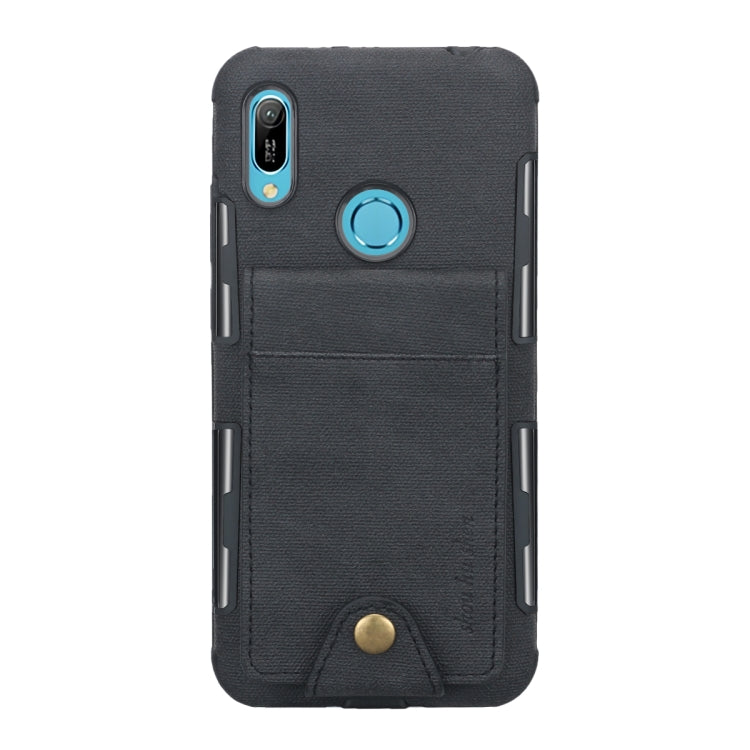 For Huawei Y6 (2019) Cloth Texture + TPU Shockproof Protective Case with Vertical Flip Card Slots