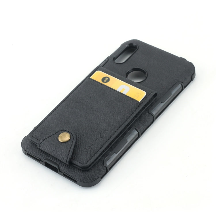 For Huawei Y6 (2019) Cloth Texture + TPU Shockproof Protective Case with Vertical Flip Card Slots