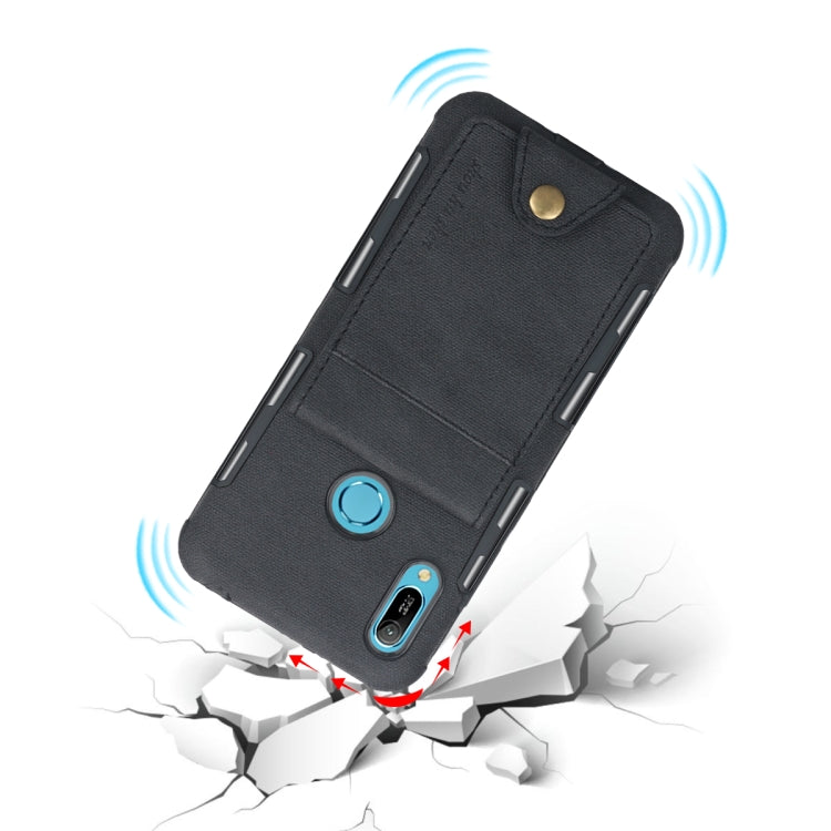 For Huawei Y6 (2019) Cloth Texture + TPU Shockproof Protective Case with Vertical Flip Card Slots