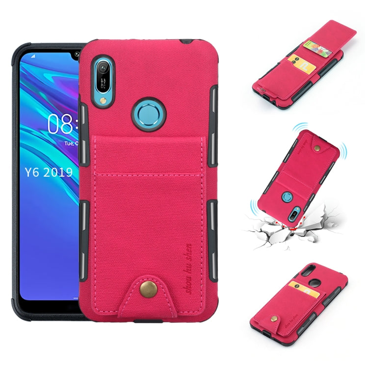 For Huawei Y6 (2019) Cloth Texture + TPU Shockproof Protective Case with Vertical Flip Card Slots