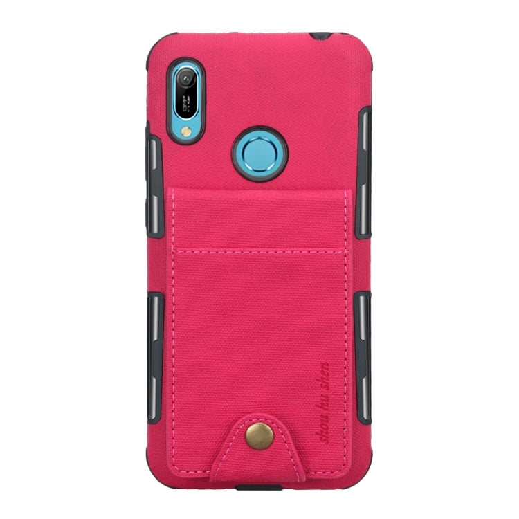 For Huawei Y6 (2019) Cloth Texture + TPU Shockproof Protective Case with Vertical Flip Card Slots