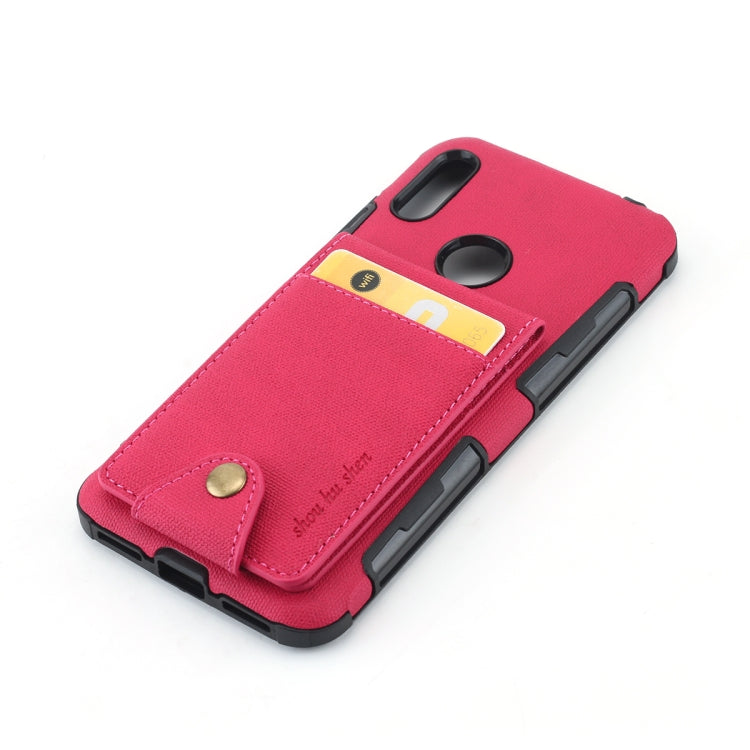 For Huawei Y6 (2019) Cloth Texture + TPU Shockproof Protective Case with Vertical Flip Card Slots