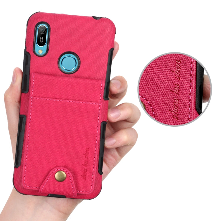 For Huawei Y6 (2019) Cloth Texture + TPU Shockproof Protective Case with Vertical Flip Card Slots