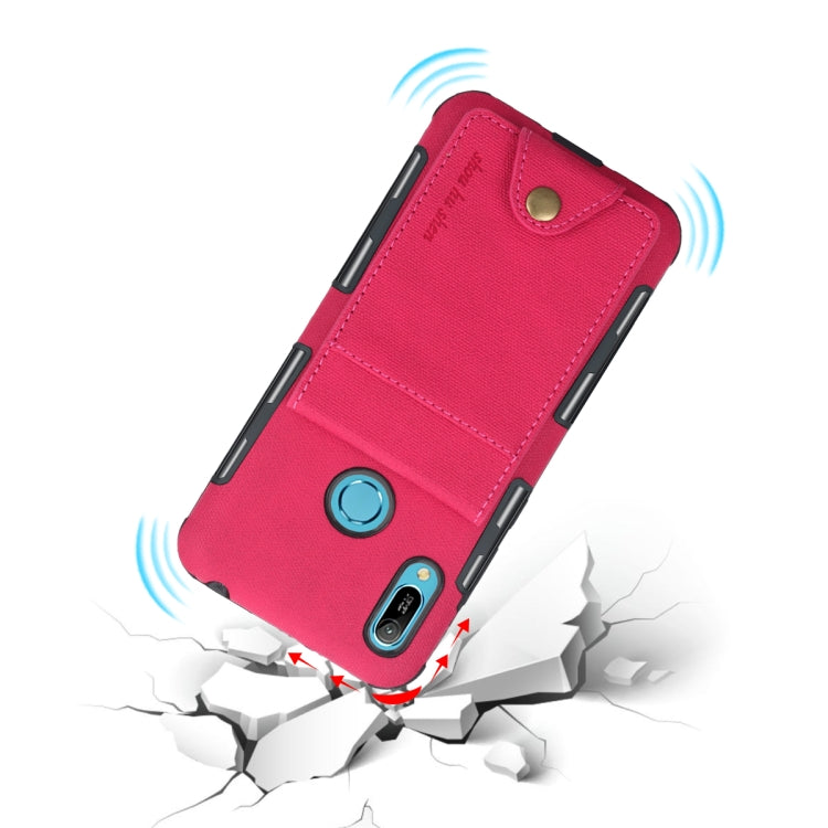 For Huawei Y6 (2019) Cloth Texture + TPU Shockproof Protective Case with Vertical Flip Card Slots