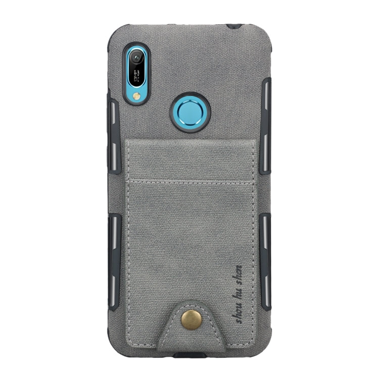 For Huawei Y6 (2019) Cloth Texture + TPU Shockproof Protective Case with Vertical Flip Card Slots