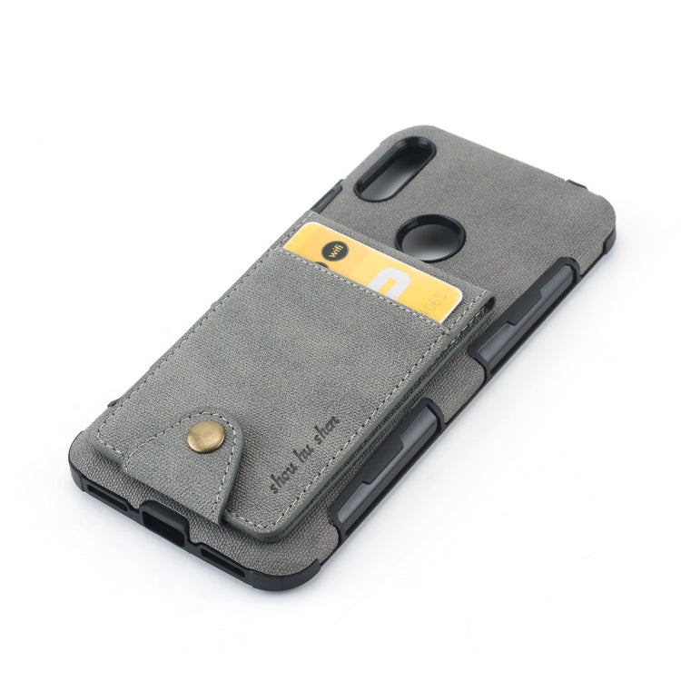 For Huawei Y6 (2019) Cloth Texture + TPU Shockproof Protective Case with Vertical Flip Card Slots