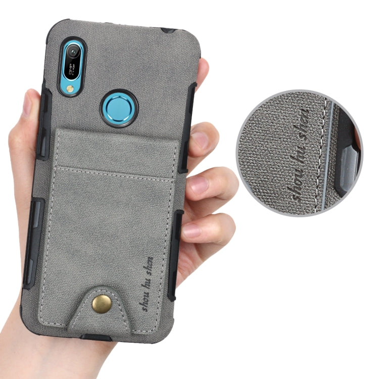 For Huawei Y6 (2019) Cloth Texture + TPU Shockproof Protective Case with Vertical Flip Card Slots