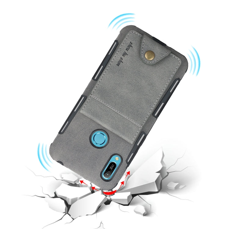 For Huawei Y6 (2019) Cloth Texture + TPU Shockproof Protective Case with Vertical Flip Card Slots