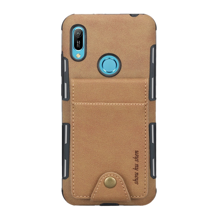 For Huawei Y6 (2019) Cloth Texture + TPU Shockproof Protective Case with Vertical Flip Card Slots