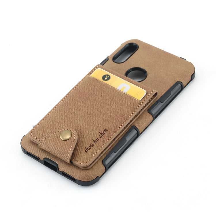 For Huawei Y6 (2019) Cloth Texture + TPU Shockproof Protective Case with Vertical Flip Card Slots