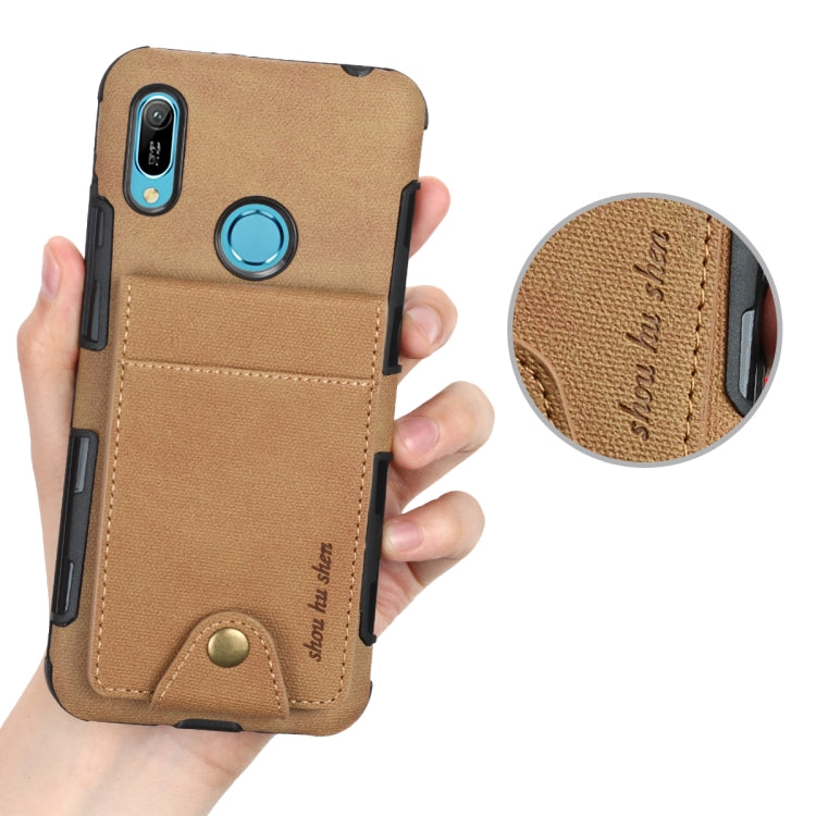 For Huawei Y6 (2019) Cloth Texture + TPU Shockproof Protective Case with Vertical Flip Card Slots