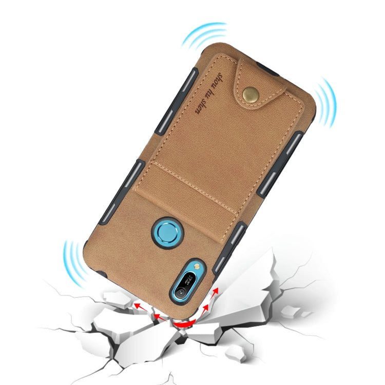 For Huawei Y6 (2019) Cloth Texture + TPU Shockproof Protective Case with Vertical Flip Card Slots