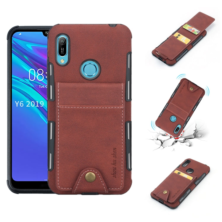 For Huawei Y6 (2019) Cloth Texture + TPU Shockproof Protective Case with Vertical Flip Card Slots