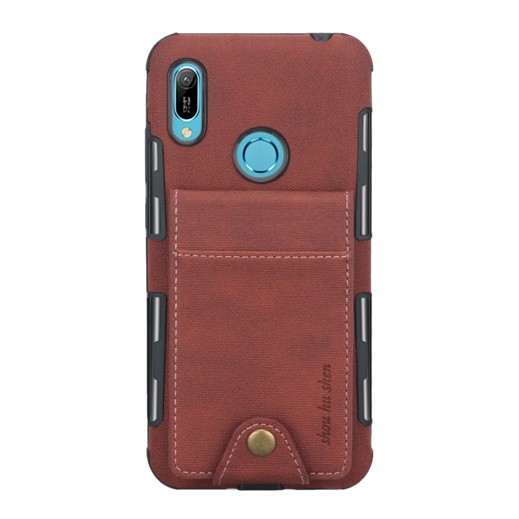 For Huawei Y6 (2019) Cloth Texture + TPU Shockproof Protective Case with Vertical Flip Card Slots