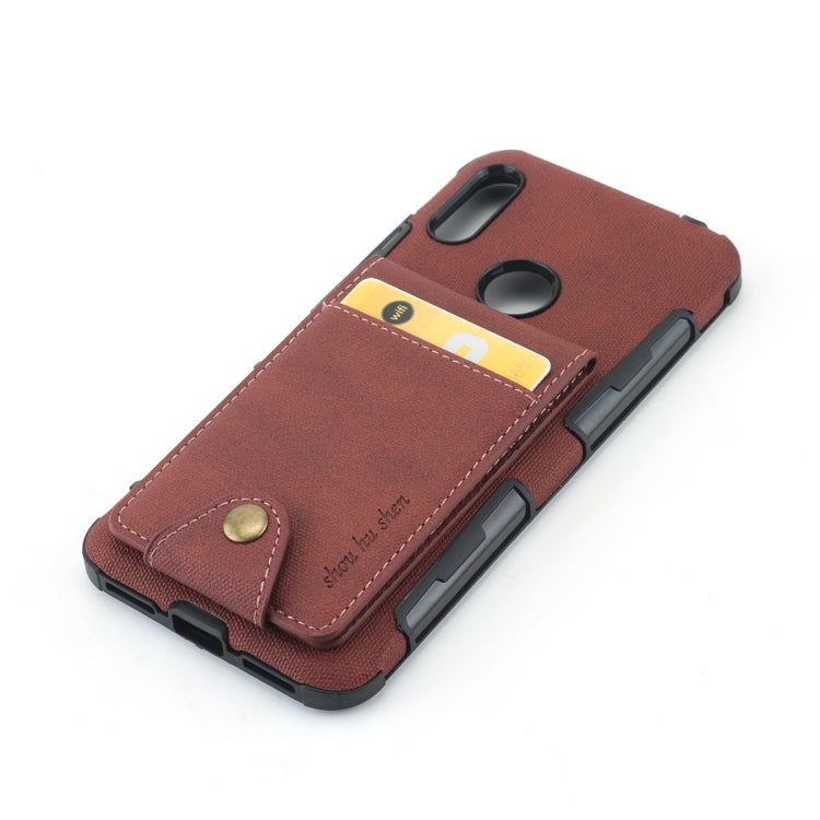 For Huawei Y6 (2019) Cloth Texture + TPU Shockproof Protective Case with Vertical Flip Card Slots