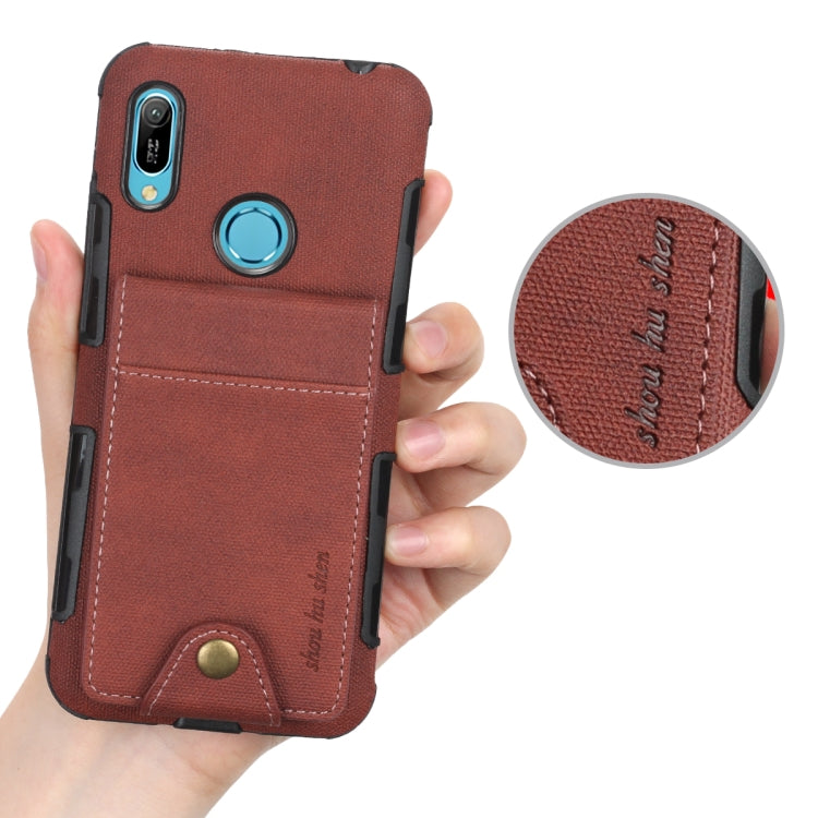 For Huawei Y6 (2019) Cloth Texture + TPU Shockproof Protective Case with Vertical Flip Card Slots