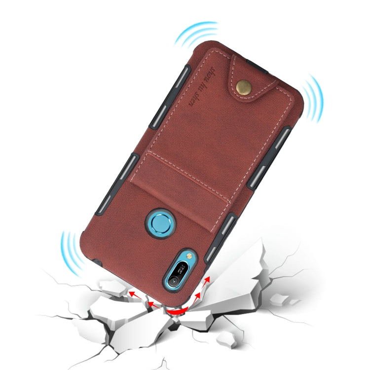 For Huawei Y6 (2019) Cloth Texture + TPU Shockproof Protective Case with Vertical Flip Card Slots