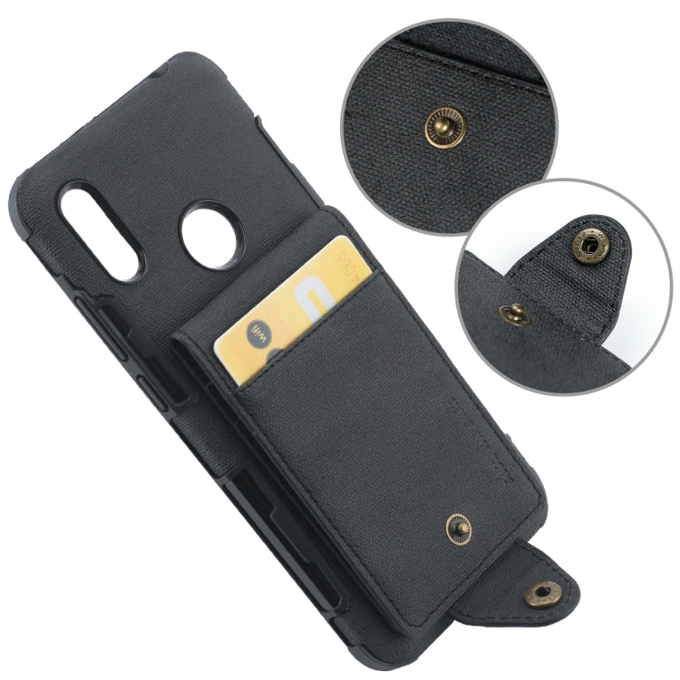 For Huawei Y6 (2019) Cloth Texture + TPU Shockproof Protective Case with Vertical Flip Card Slots