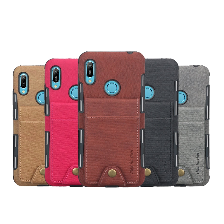 For Huawei Y6 (2019) Cloth Texture + TPU Shockproof Protective Case with Vertical Flip Card Slots
